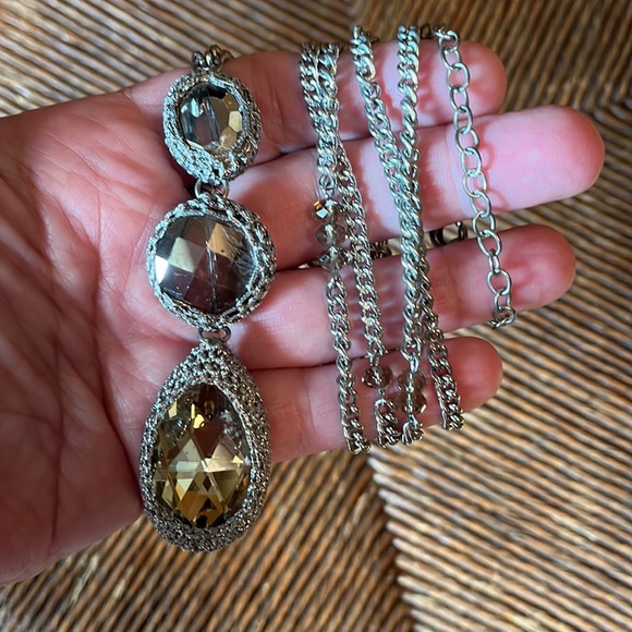 Vintage CHICOs Statement Necklace Vibes Medieval Look Steampunk Crystal Gray NEW - Picture 9 of 16